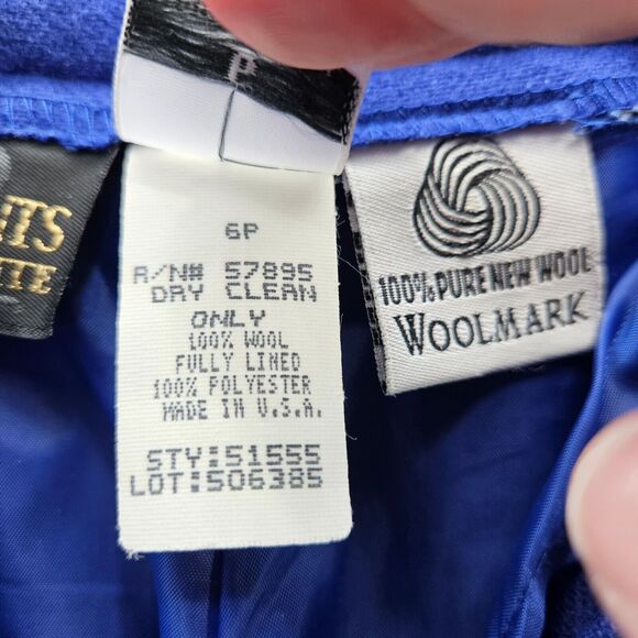 Requirements Petite Womens Pants Blue Size 6 100% Pure Wool Button Zip Close - Picture 9 of 12